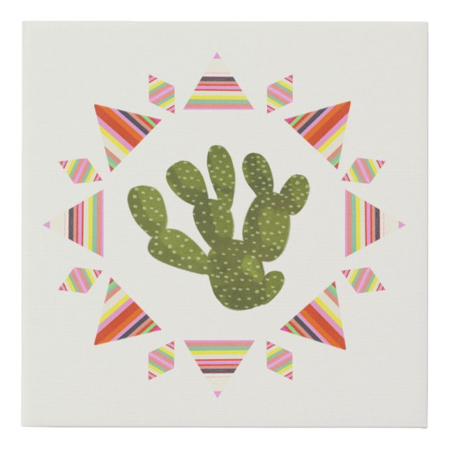 Llamarama Collection | Cactus Circle Faux Canvas Print (Front)