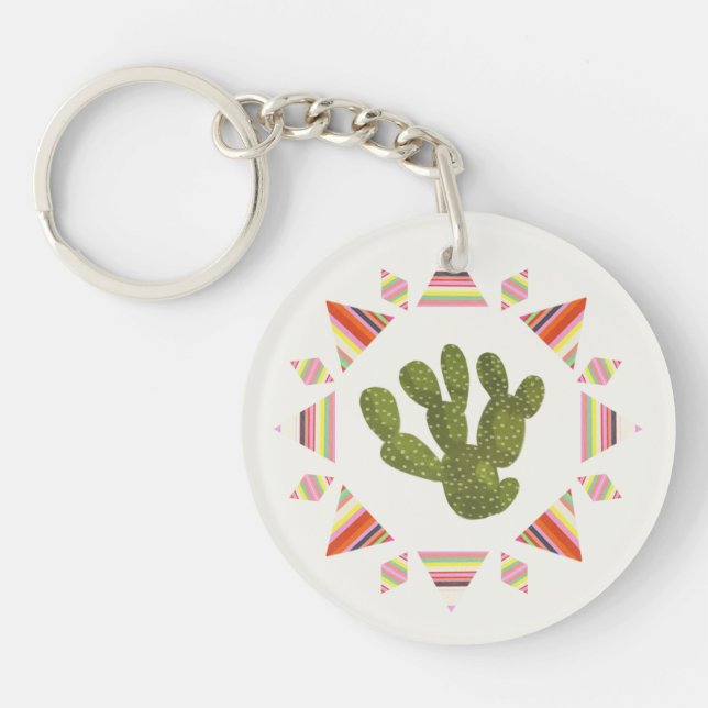 Llamarama Collection | Cactus Circle Keychain (Front)