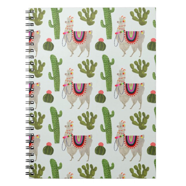 Llamarama Collection | Cactus & Llama Pattern Notebook (Front)