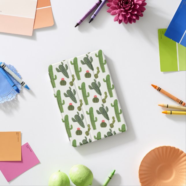 Llamarama Collection | Cute Cactus iPad Mini Cover (In Situ)
