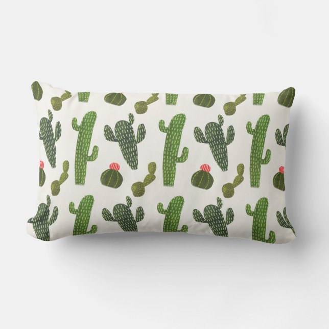Llamarama Collection | Cute Cactus Lumbar Pillow (Front)