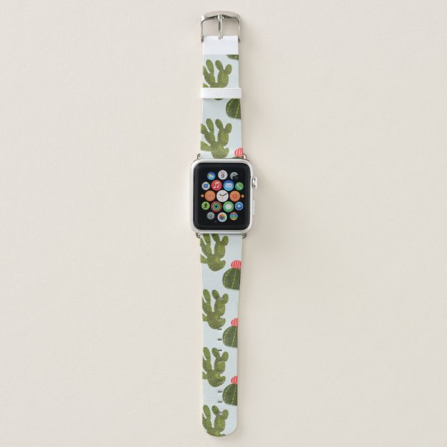 Llamarama Collection | Cute Cactus Pattern Apple Watch Band (Front)