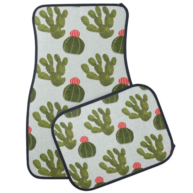 Llamarama Collection | Cute Cactus Pattern Car Floor Mat (Set)
