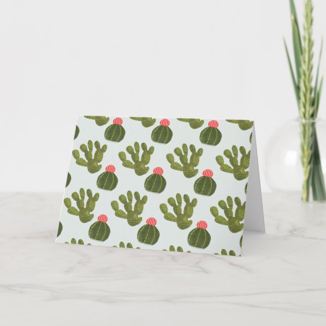 Llamarama Collection | Cute Cactus Pattern Card (Front)