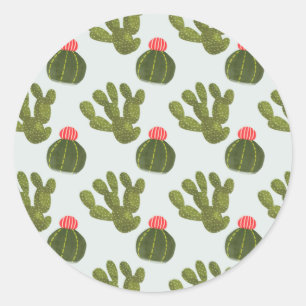 Llamarama Collection Cute Cactus Pattern Classic Round Sticker