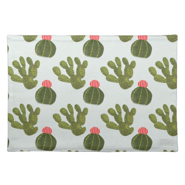 Llamarama Collection | Cute Cactus Pattern Cloth Placemat (Front)