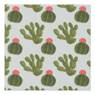 Llamarama Collection Cute Cactus Pattern Faux Canvas Print