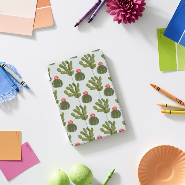 Llamarama Collection | Cute Cactus Pattern iPad Mini Cover (In Situ)