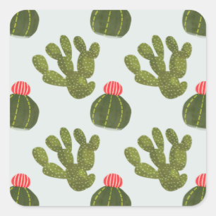 Llamarama Collection   Cute Cactus Pattern Square Sticker