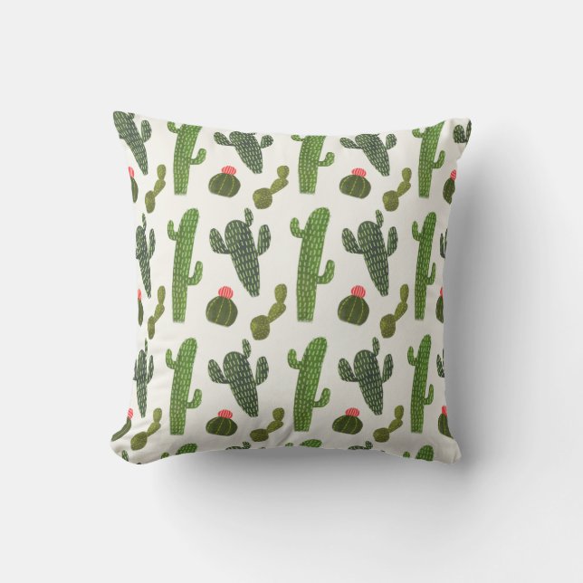 Llamarama Collection | Cute Cactus Throw Pillow (Front)