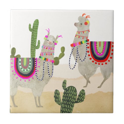 Llamarama Collection  Cute Lllamas Ceramic Tile