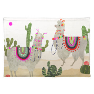 Llamarama Collection Cute Lllamas Cloth Placemat