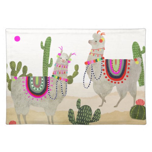 Llamarama Collection  Cute Lllamas Cloth Placemat