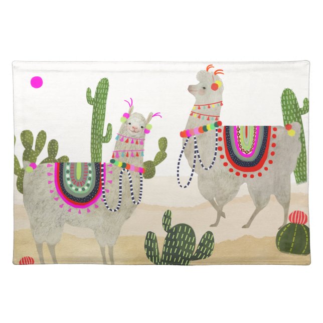 Llamarama Collection | Cute Lllamas Cloth Placemat (Front)