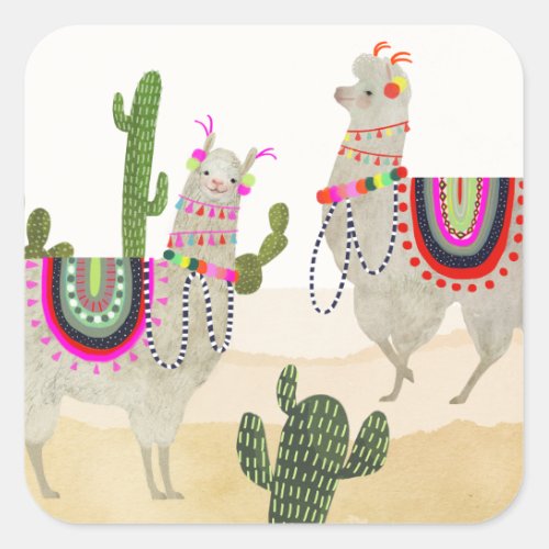 Llamarama Collection  Cute Lllamas Square Sticker