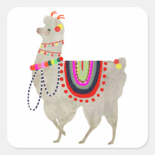 Llamarama Collection   Cute Lllamas Square Sticker