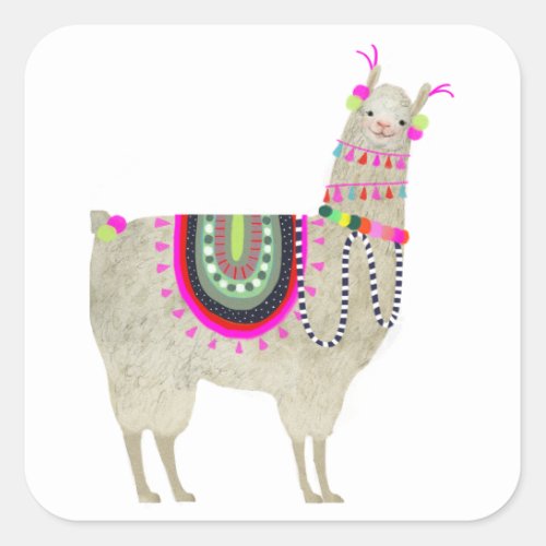 Llamarama Collection  Cute Lllamas Square Sticker