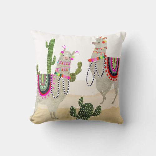 Llamarama Collection  Cute Lllamas Throw Pillow