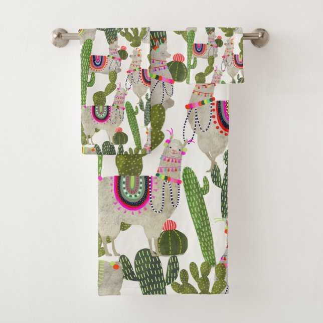 Llamarama Collection Pattern Bath Towel Set (Insitu)