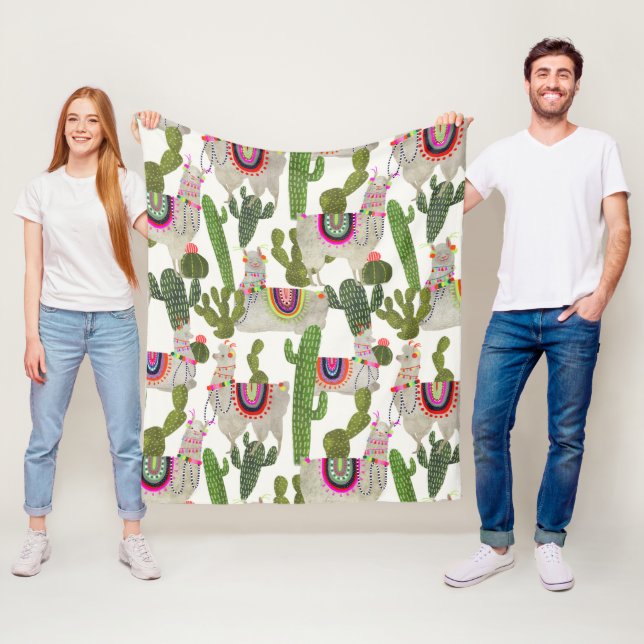 Llamarama Collection Pattern Fleece Blanket (In Situ)