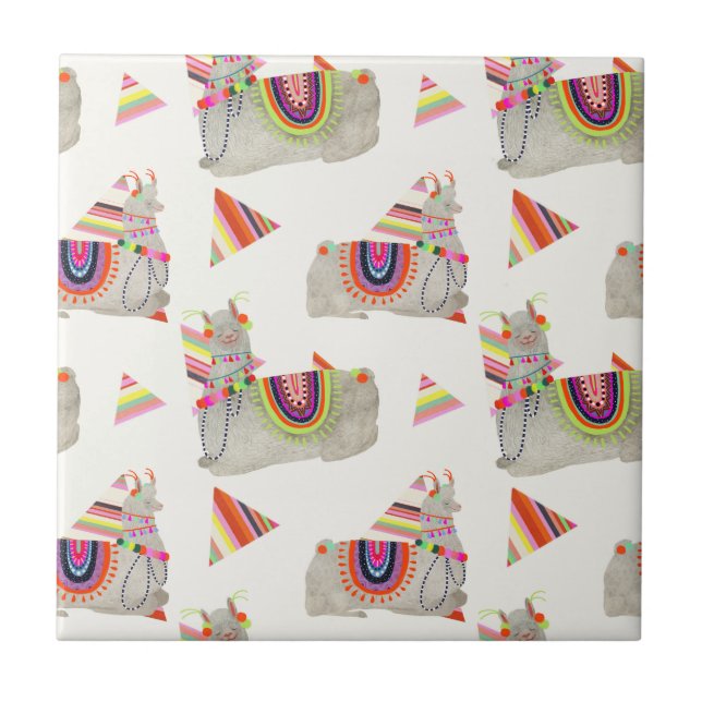 Llamarama Collection Pattern II Ceramic Tile (Front)