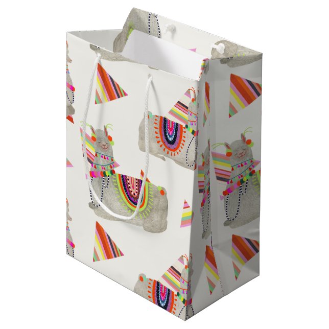 Llamarama Collection Pattern II Medium Gift Bag (Front Angled)