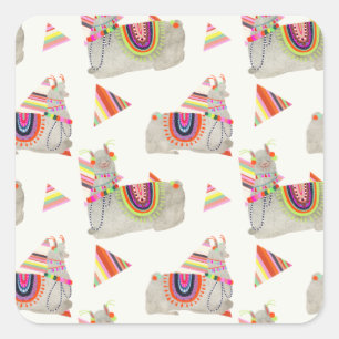 Llamarama Collection Pattern II Square Sticker
