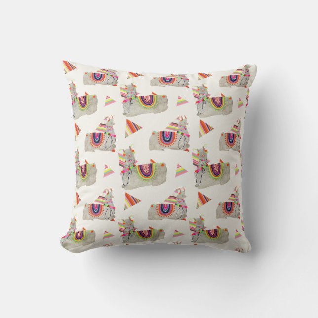 Llamarama Collection Pattern II Throw Pillow (Front)
