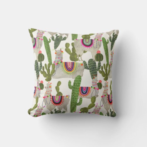 Llamarama Collection Pattern Throw Pillow