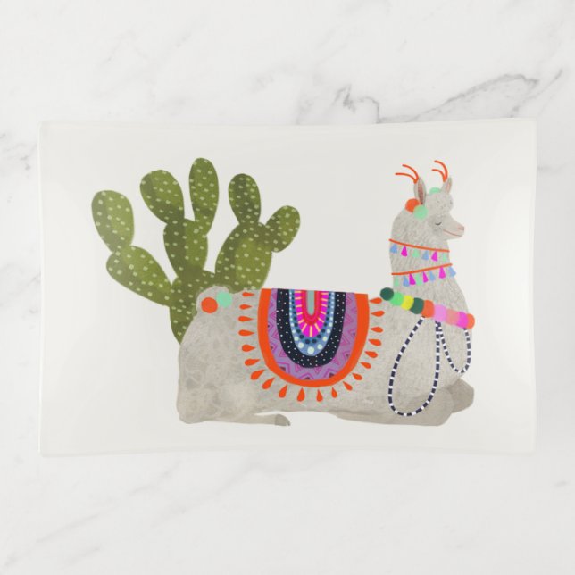 Llamarama Collection | Smiling Llamas Trinket Tray (Front)