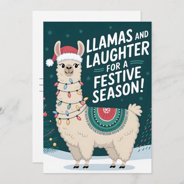 Llamas And Festive Season - Christmas card (Front/Back)
