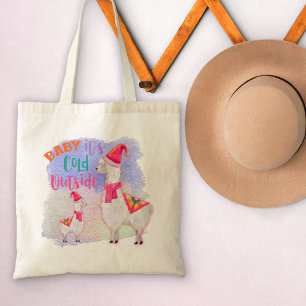 Llamas - Baby it's Cold Outside - Cute Christmas Tote Bag