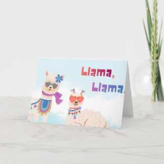 Llamas Celebrating Birthmamas Card