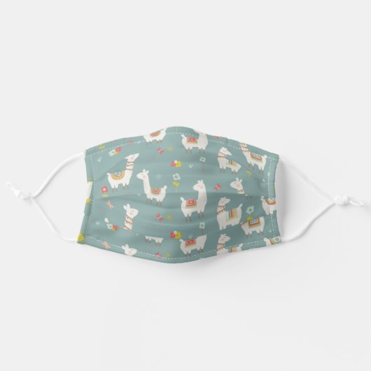 Llamas Flowers Cute Pattern Adult Cloth Face Mask (Front, Unfolded)