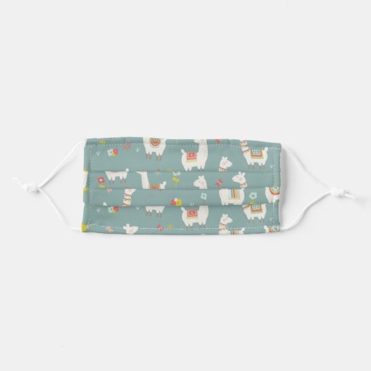 Llamas Flowers Cute Pattern Adult Cloth Face Mask (Front, Folded)