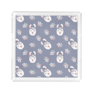Llamas & Flowers Pattern Acrylic Tray