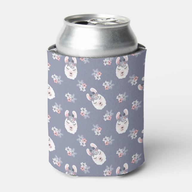 Llamas & Flowers Pattern Can Cooler (Can Front)