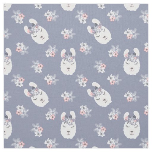 Llamas & Flowers Pattern Fabric