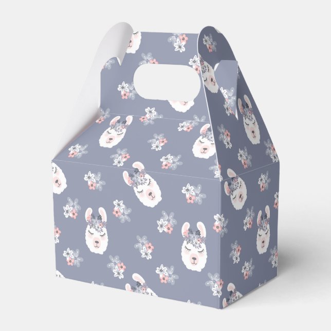 Llamas & Flowers Pattern Favor Boxes (Front Side)