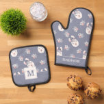 Llamas &amp; Flowers Pattern Oven Mitt &amp; Pot Holder Set