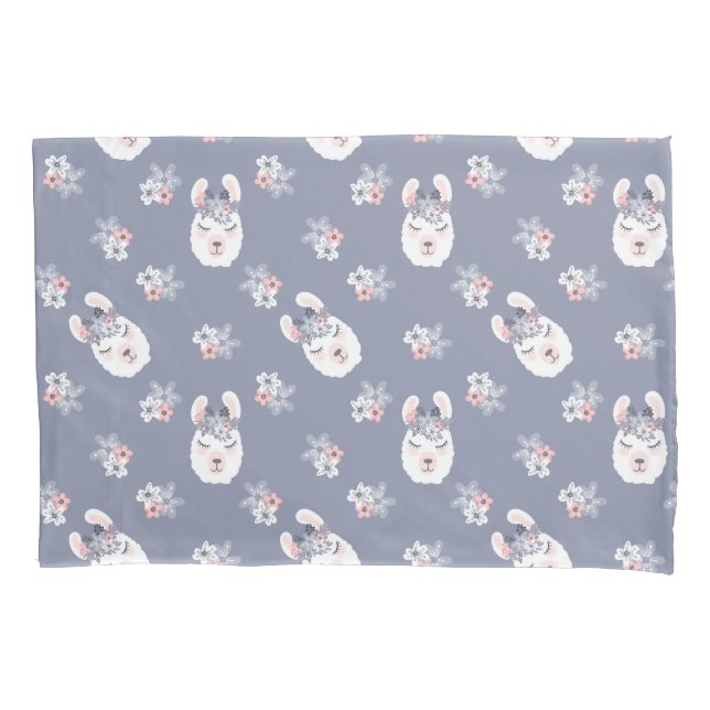 Llamas & Flowers Pattern Pillow Case (Front-Left)