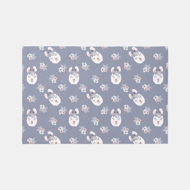 Llamas & Flowers Pattern Rug (Front)