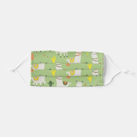 Llamas Green Cute Funny Pattern Adult Cloth Face Mask (Front, Folded)