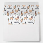 Llamas In Hats &amp; Scarves Skiing Pattern Envelope
