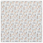 Llamas In Hats &amp; Scarves Skiing Pattern Fabric