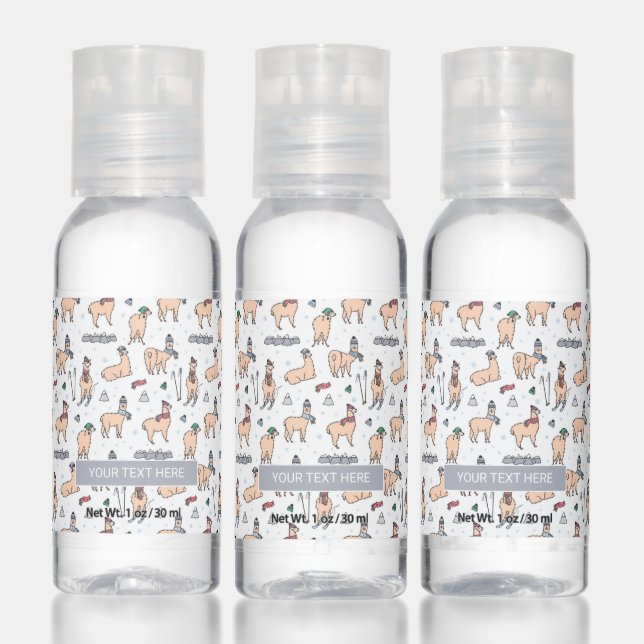 Llamas In Hats & Scarves Skiing Pattern Hand Sanitizer (Set)