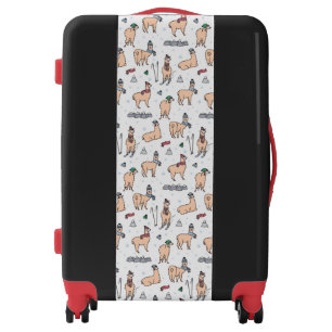 Llamas In Hats & Scarves Skiing Pattern Luggage