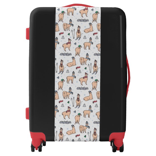 Llamas In Hats & Scarves Skiing Pattern Luggage (Front)