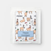Llamas In Hats & Scarves Skiing Pattern
