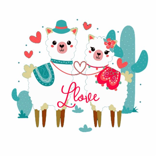 Llamas in Llove custom magnet (Front)